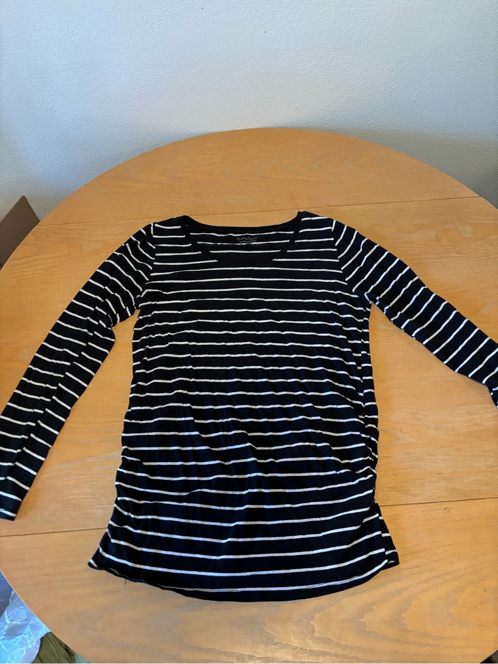 Motherhood Maternity Black & White Striped Long Sleeve Top